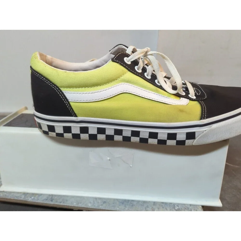Vintage Vans Tennis Shoe Size 1Men’s US Checkered Sole W/ Lime Green/Yellow
